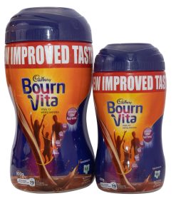 Two sizes of Cadbury Bournvita chocolate drink (500g and 900g)